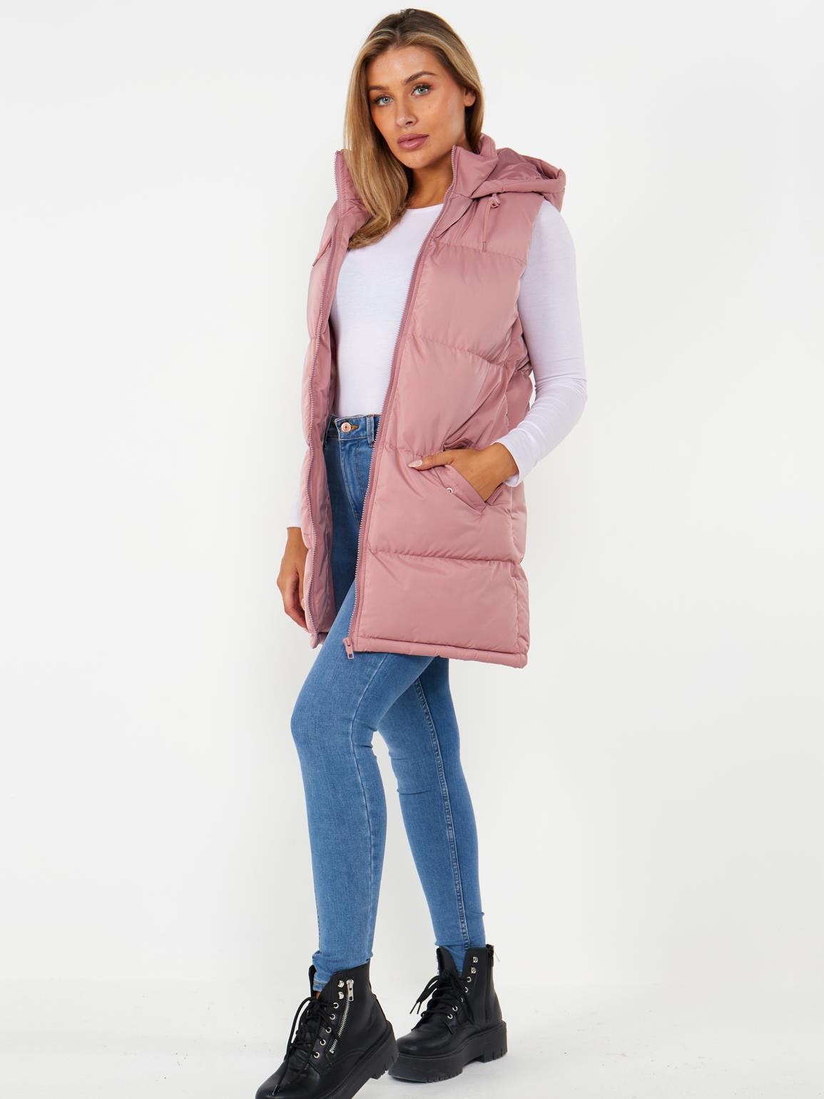 

2024 Trendy Spliced Women s Hooded Vest Extra Large рожевий