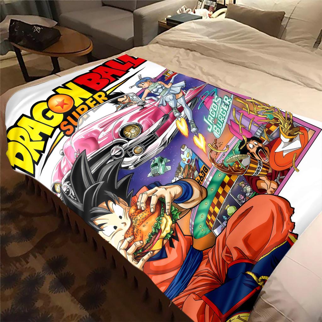 1PC Son Goku  Print Flannel Blanket, High quality All Seasons, Home Decor, Warmth and Comfort, Perfect for Christmas Gifts