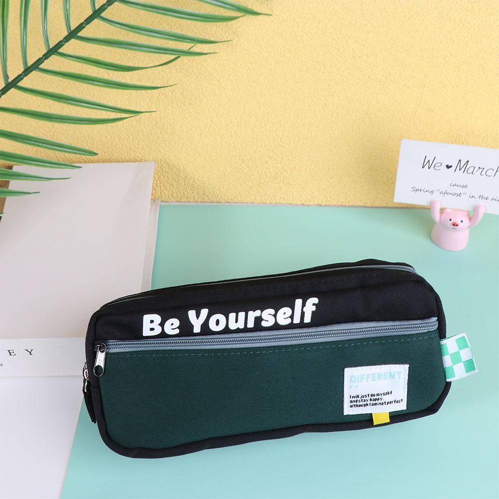 Dirt Resistant Storage Pencil Bag Canvas Cartoon Pencil Cases Student Learning