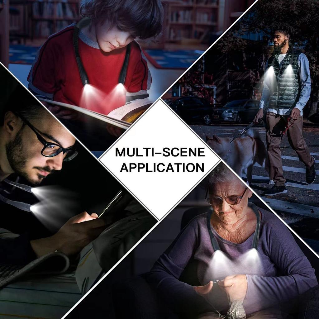 Tragbare LED Nacken hängende Faltbare Leselampe Lampe Freihändige Nackenleuchte Einstellbarer Winkel Drei Farbtemperaturen Einstellbar