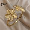 Women Adjustable Alloy Bracelet Flower Cuff Bracelets for Double Open