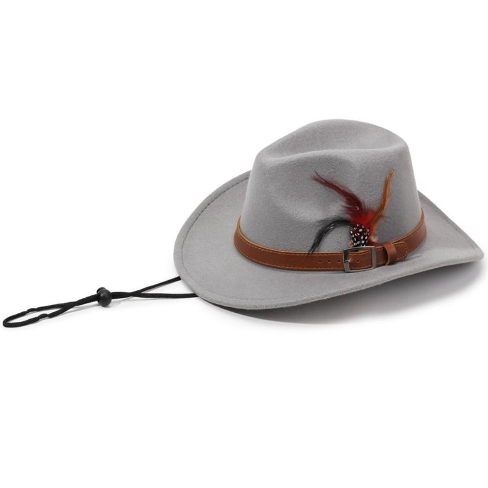 

with Belt Buckle Jazz Hat Wool Felt Top Hats Vintage Cowboy Hat Men Women сірий