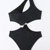 Fashion Sexy Solid Color One Shoulder Hollow Out Slim Fit Bikini Swimsuit For Beach