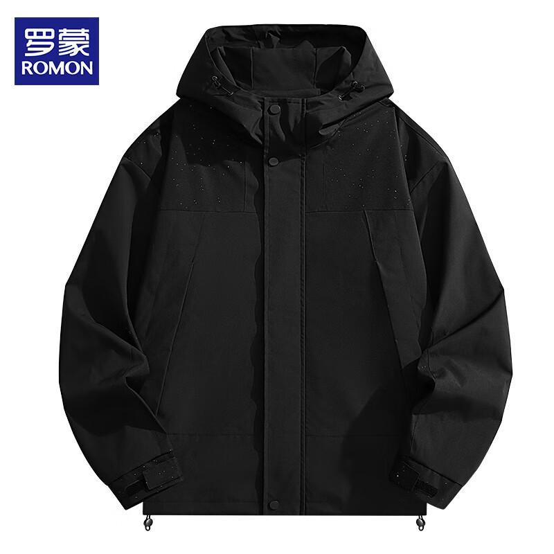 

ROMON Men s Patchwork Hooded Windbreaker Jacket XL