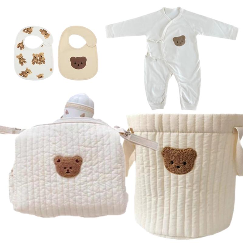 

Материнская сумка для детского животного Мультфильм Хлопок Мама подгузник Сумка Детская коляска Сумка Органайзер с Bi Romper Baby Bag Set