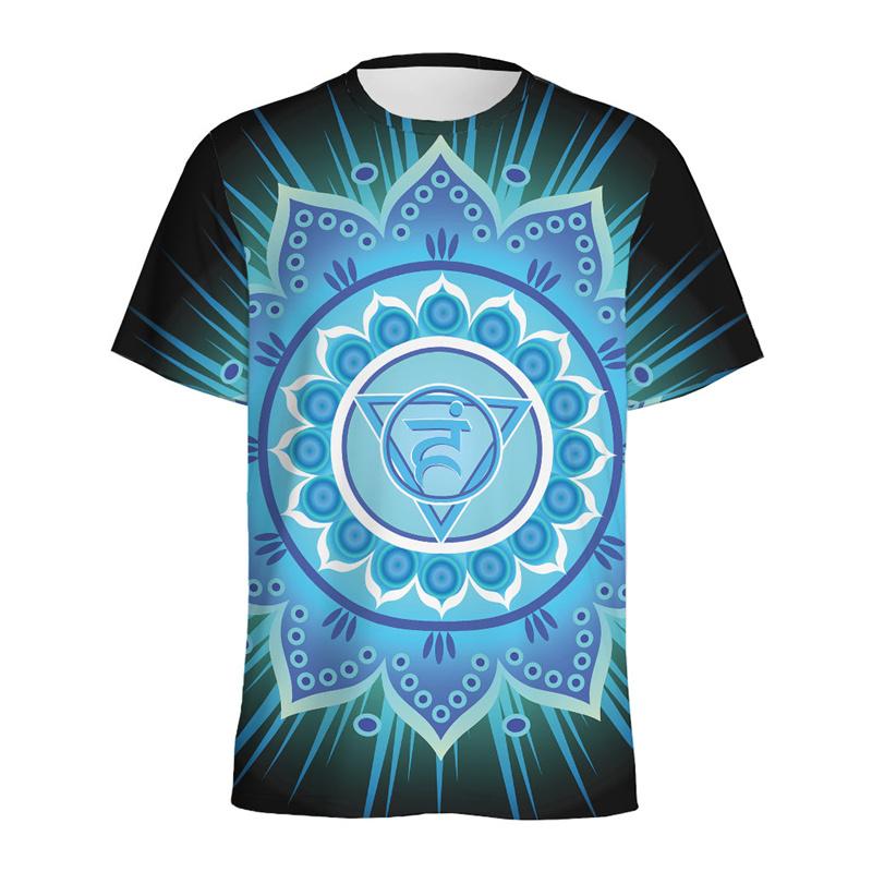 Spiritual Pattern 3D Printed T-shirt For Men Ethnic Floral T Shirt Women Round Neck Short Sleeve Summer Street Tees