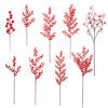 Artificial Red Berry Decorations Christmas Holiday Centerpieces Foam Winter Holly Branches With 3-16 Fork Clusters