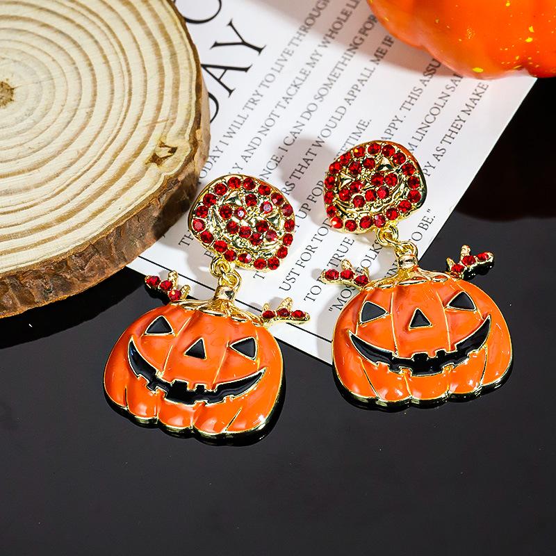 Halloween Cartoon Earrings: Pumpkin, Ghost & Bat Dangles for Women