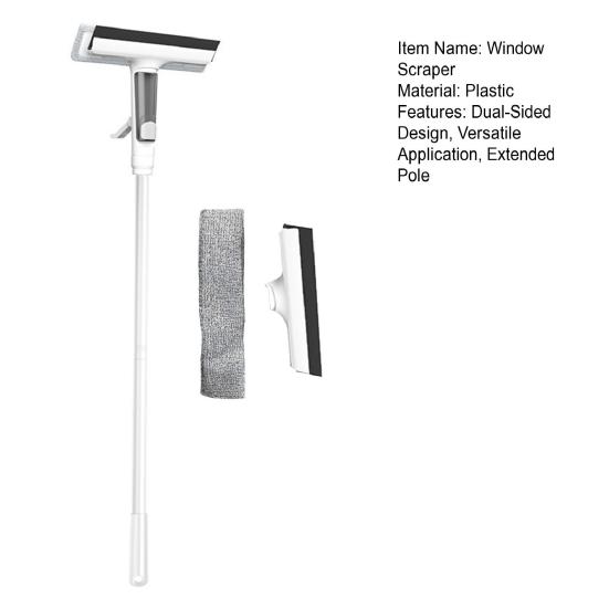 Window Scraper with Double Scraping Strips Extended Pole Side Spray