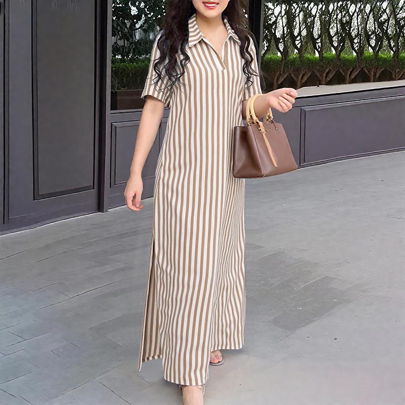 ZANZEA Rochie de cămașă de vară casual pentru femei, cu guler rabatat, largă, cu mâneci scurte