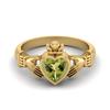 Irlandzki Claddagh 6mm Serce Perydot Srebro Próby 925 Pozłacane Złotem Soliter Pierścionek Zaręczynowy Damski