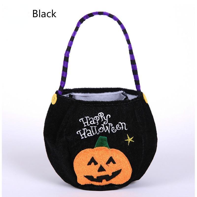 Halloween Pumpkin Boo Trick or Treat Portable Candy Bag Tote Bucket Basket Kids Play Bags