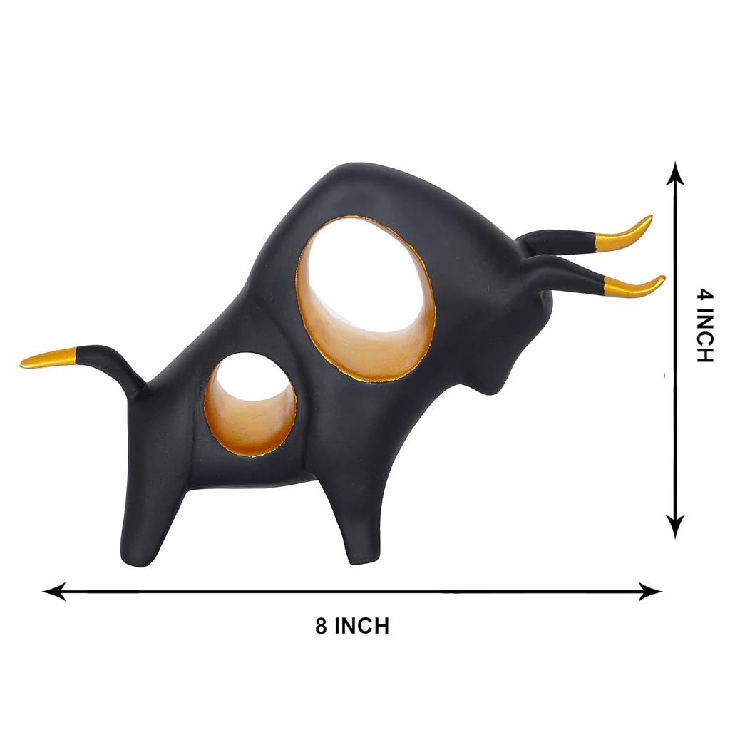 Figurka Býka v Angularním Tvaru Býčí Exponát pro Domácí Dekoraci Exponát, Zvířecí Figurky na Domácí Police Dekorativní Předmět (Vícebarevné)