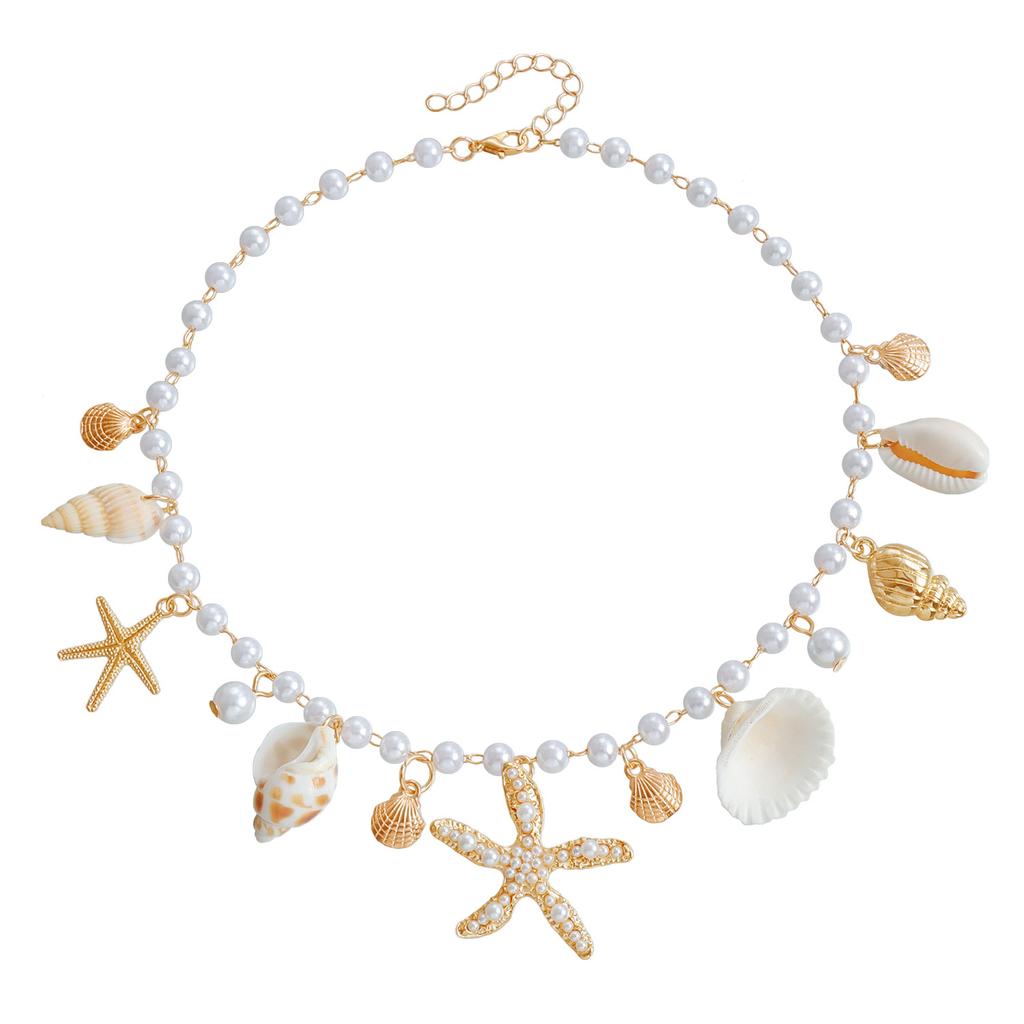 Bohemian Summer Beach Shell Waist Chain Seaside Travel Imitation Pearl Starfish Conch Pendant Body Chain