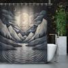 1pc Three-dimensional Effect Creative Abstract Art Geometric Lines Starry Sky Moon Mountains Rivers Shower Curtain, 12 Hooks
