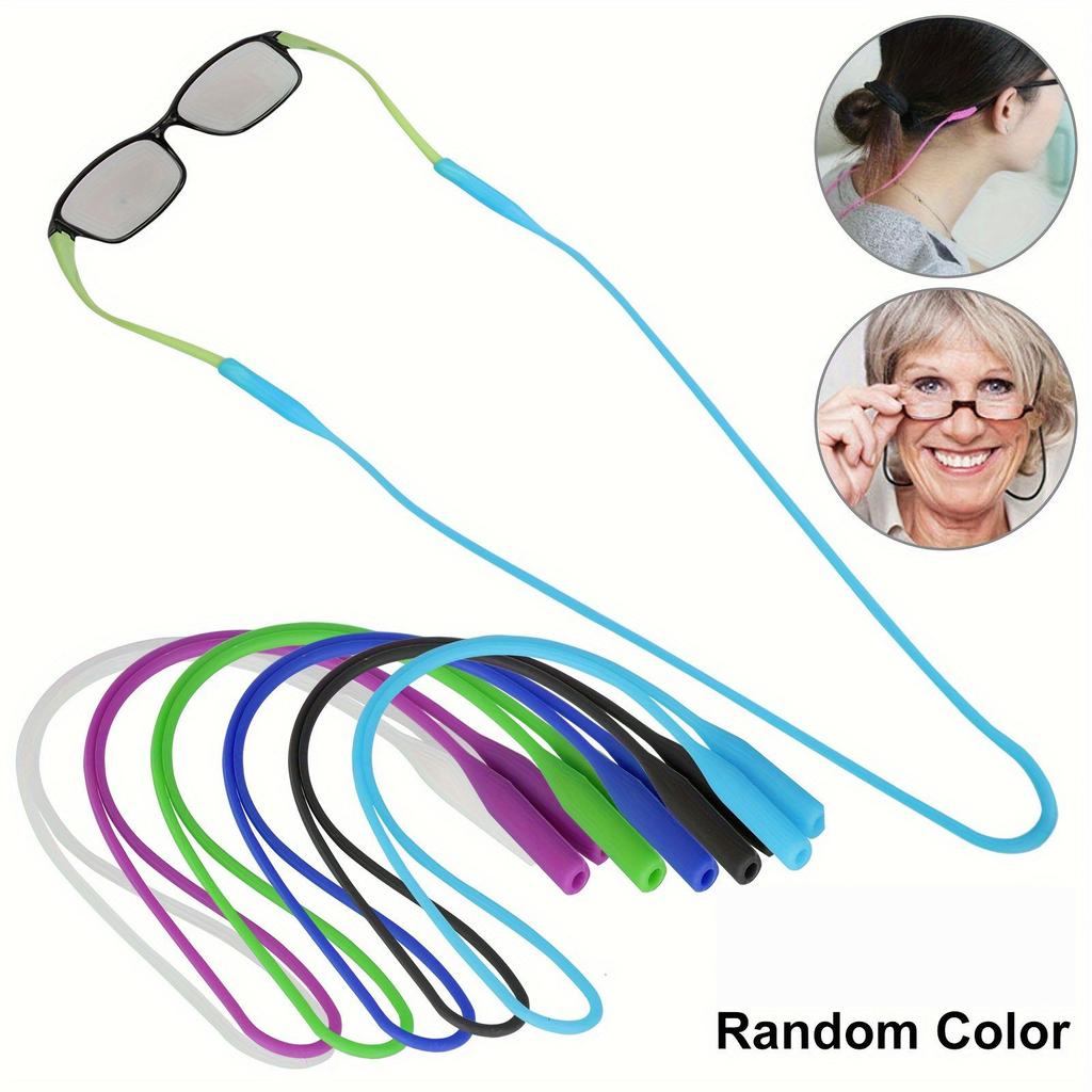 6 peças Tiras de Retenção de Óculos de Silicone, Cores Aleatórias, Porta-Óculos Flexível Cordão Antiderrapante para Óculos para Esportes Uso Diário - Pacote de Cores Aleatórias