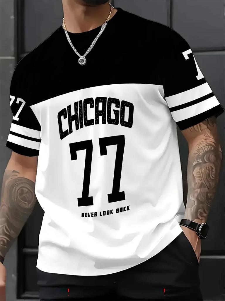 Summer 2025 New Men's T-shirt Casual Sports Digital Ball Jacket Polyester Men's T-shirt