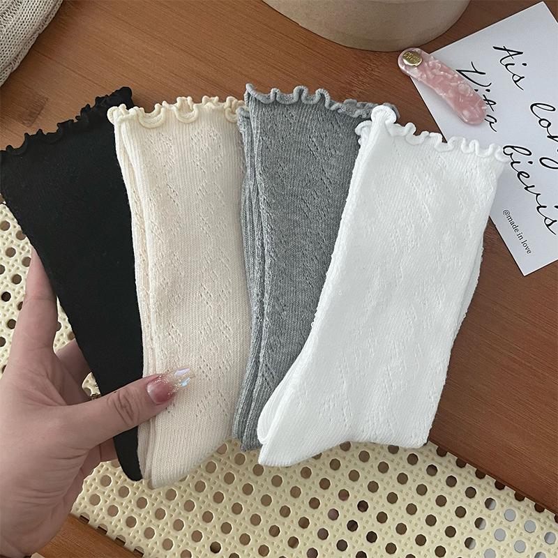 Fashionable Sweet College Style Lace Hollow Breathable Stacked Socks