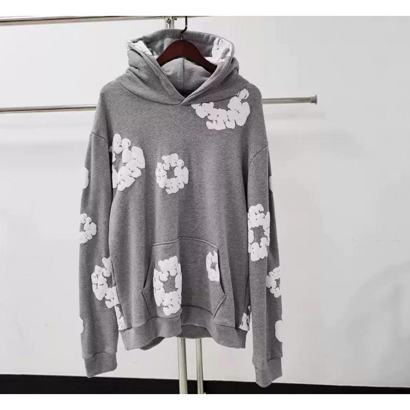 450G Heavyweight Foam Cotton Flower Hoodie - DENIM TEARS.