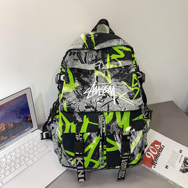 Spot Graffiti Streetwear Lightweight Backpack for Students & Casual Use