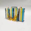 Shoulder Color Stripe Patchwork Evening Bag Vintage Chain Clutch Crossbody Acrylic Women's Handbags Replicas Of Famous Brands