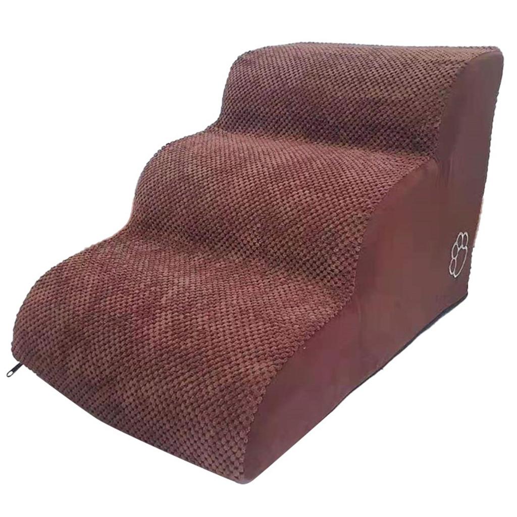 Dog Stairs for Small Dogs 3 Tier Dog Ramp with Polar Fleece Cover for Bed and Couch Non Slip Indoor Slope Stairs for