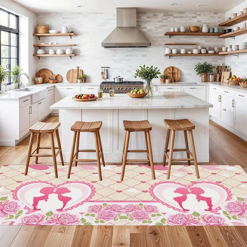 Bunter Herzstein Läufer Teppich Boho Stil Indoor Dekoration Eingangsteppich Schlafzimmer Rutschfester Teppich für Eingänge Wohnzimmer Badezimmer