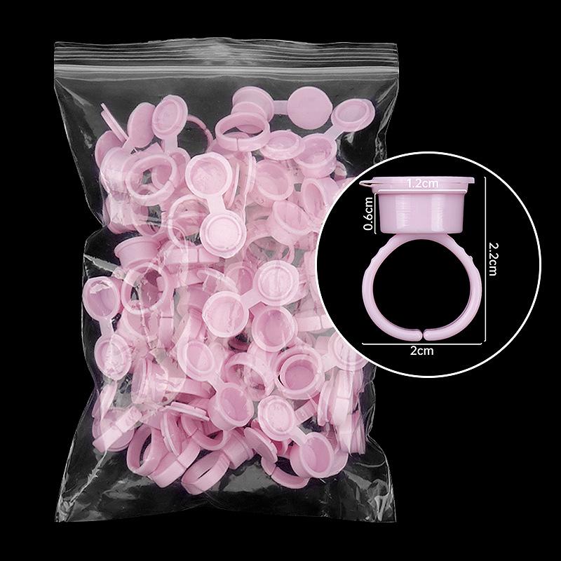 50-Pack Grafting Eyelash Glue Holder Rings with Flip-Top Seal