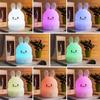 Silicone Children Bedroom Night Light Usb Rechargeable 8 Color Changes Touch Sensor And Remote Control Cute Rabbit Shape Lamp