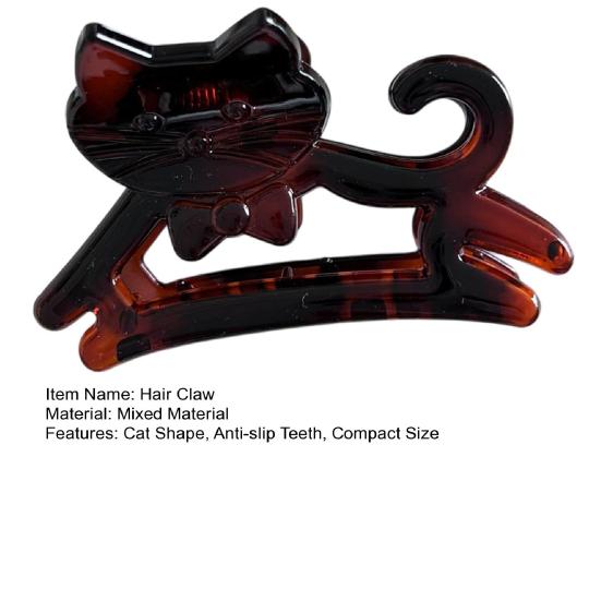 Hair Claw Cat Shape Stable Anti-Slip Design Hair Clip Back Head Large Hair Claw Lightweight Half-Tied Hair Accessory