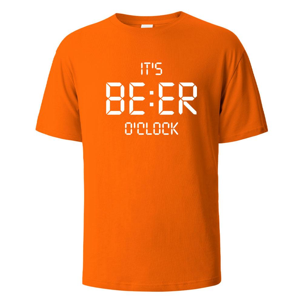 Its Beer Oclock Print TShirt 100 Cotton Summer Tees For Men Women Oversize Casual Tops