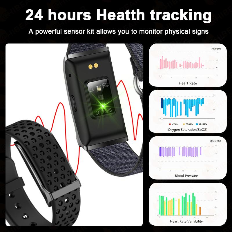 New Health Monitoring Bracelet Screenless Watch 120+ Sports Mode Heart Rate Blood Pressure IP68 Waterproof Smartwatch Men