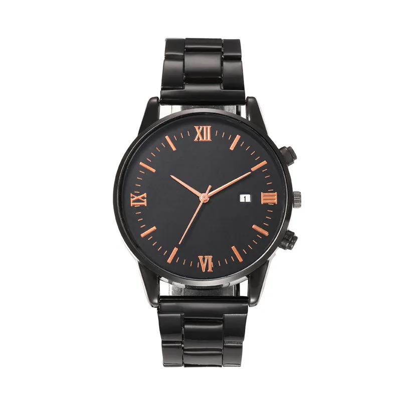Fashion Men Business Watches Black Steel Band Roma Dial Calendar Quartz Watch Wristwatches Male Clock Reloj Hombre Montre Homme
