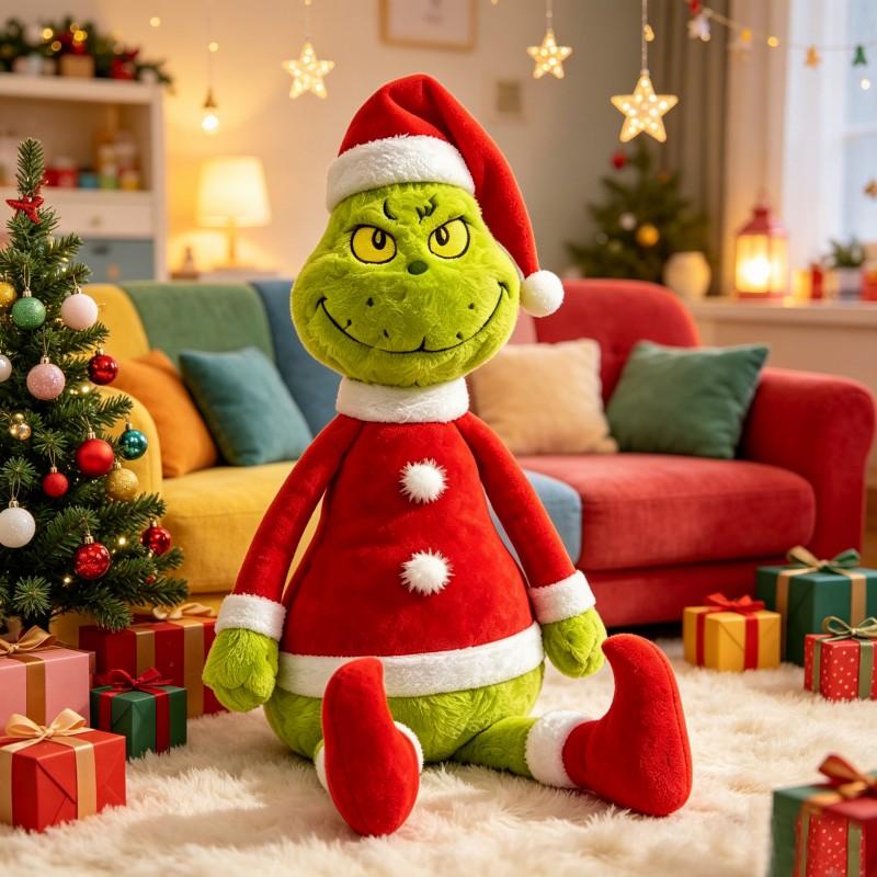 Grinch Plush Toy Stuffed Doll Christmas Decor Gift Kids Adults Party Hanging Ornament