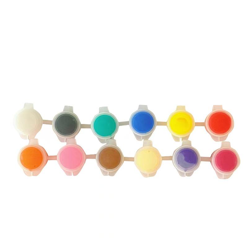 Eco-Friendly 12 Color Acrylic Paint Strips for Kids - Waterproof, 2ml DIY Stone Painting Set in Compact Box