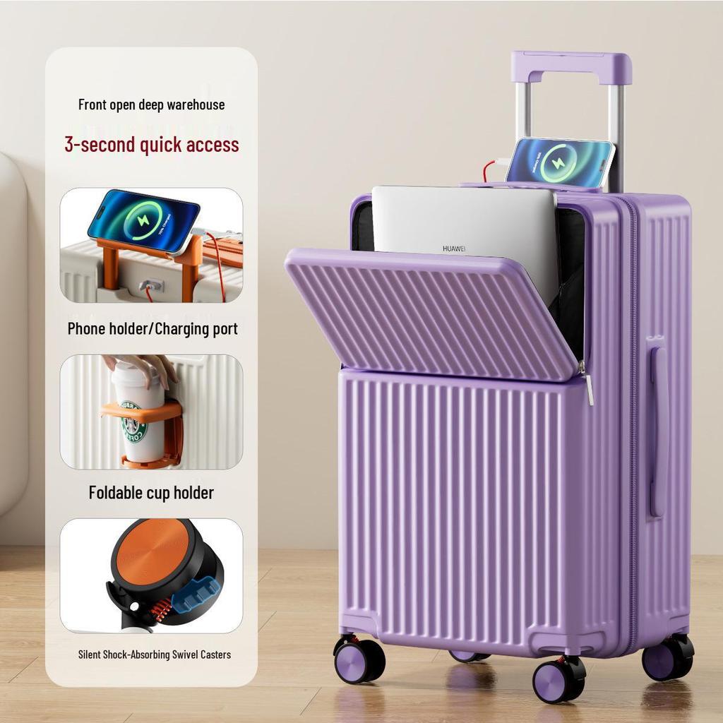 28-Zoll Handgepäck-Koffer für Damen mit Frontöffnung, Großes Fassungsvermögen, Langlebiger Trolley-Koffer mit Universalrädern