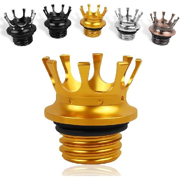 Worldmotop Motorcycle King Crown Gas Cap Fuel Tank Cover Right-Hand Thread Reservoir Aluminum Oil Cap Compatible With Harley Sportster XL 883 1200 48