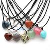 Natural Stone Necklace Wax Rope Necklace Pendant Jewelry Gift for Women Men