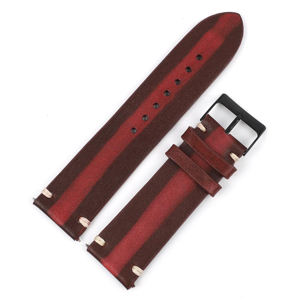 Vintage Leather Watch Band 18mm 20mm 22mm 24mm Brown Red Black Cowhide Watch Strap Replacement for Women Men Watch Accessories