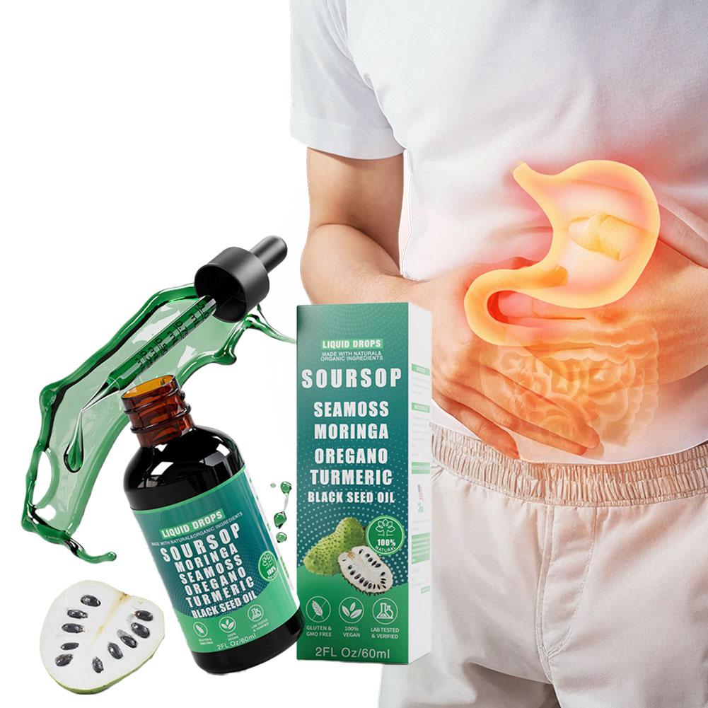 60ml 10-in-1 Natural Soursop Extract Drops High Antioxidant Promote Digestion Pure Concentrated Formula All Ages Use 1-10PCS