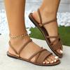 Women's Casual Beach Sandals Summer New Versatile Roman Slippers Comfortable Flat Bottomed Vacation Shoes Slides
