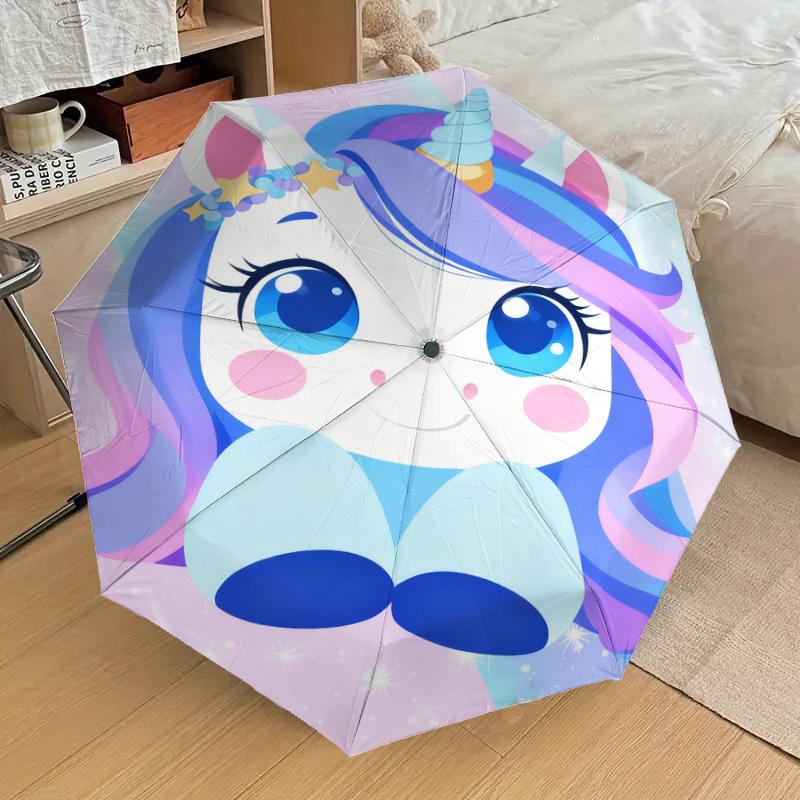 1pc Unicorn Fantasy Pattern Umbrella Design Automatic Opening and Closing Umbrella, High-quality Travel Umbrella, c1128167