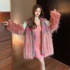 Winter New Imitation Fox Fur Imitation Raccoon Fur Plush Tassel Trendy Fur Mid-length Coat High-end Women's Clothing