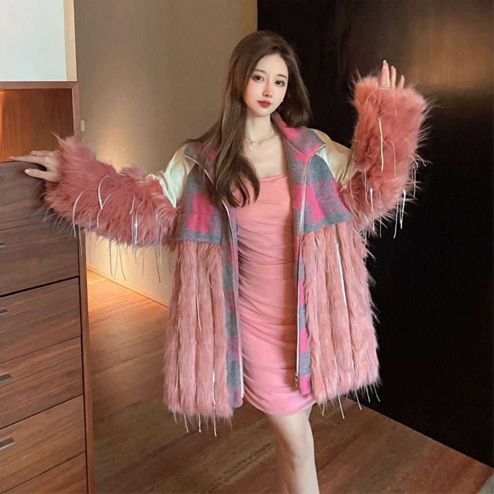 Winter New Imitation Fox Fur Imitation Raccoon Fur Plush Tassel Trendy Fur Mid-length Coat High-end Women's Clothing