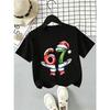 Kids Christmas T Shirt Santa Hold Number 67 Graphic Tee Short Sleeve Toddler Boys Girls Xmas Holiday Top Birthday Party Outfits