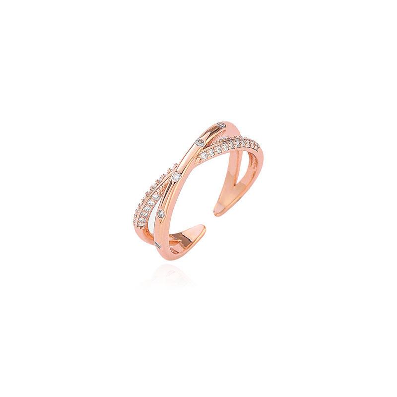 Trendy Rose Gold Adjustable Cubic Zirconia Ring for Women – Internet Celebrity Style