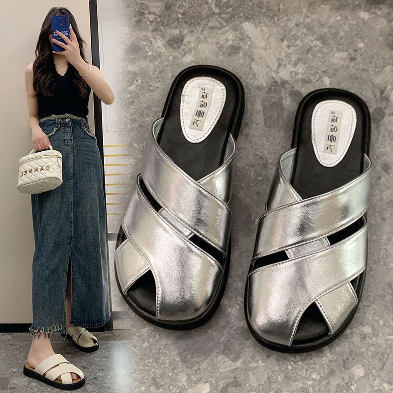 

Летние плетеные туфли Мюллера в стиле ретро с квадратным носком для девочек 38 слоновая кость