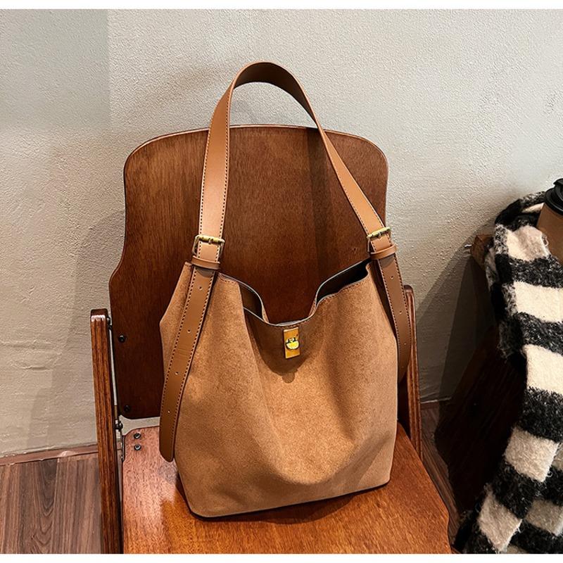 

Autumn and winter high-end suede large-capacity tote bag women s commuting large-capacity shoulder bag messenger bag коричневый