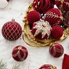 4 Red Painted Velvet Christmas Ball Ornaments Christmas Tree Baubles Christmas Decorations Home Party Decorations