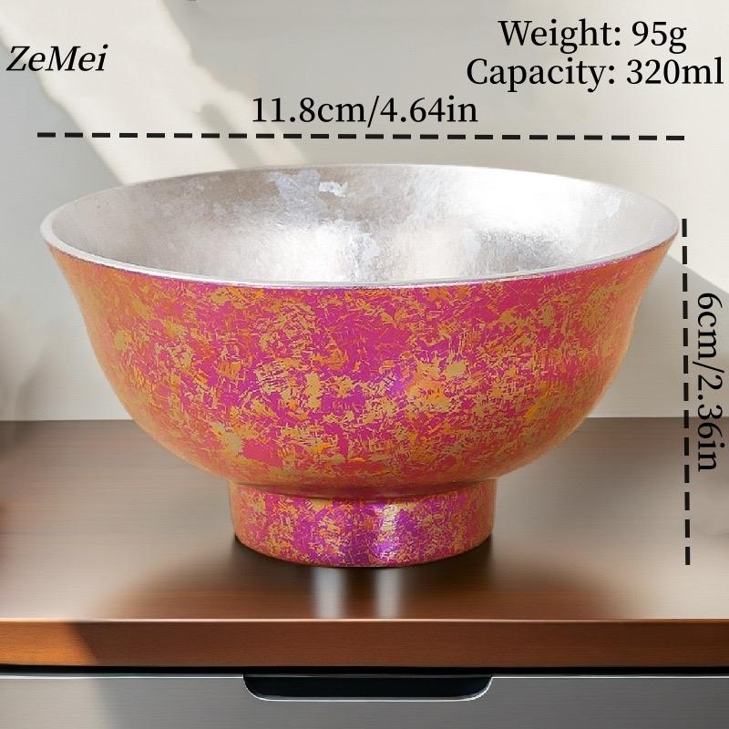 1Pcs Pure Titanium Double-Wall Salad Bowl,11.8 Cm Multicolor Home Breakfast Cheese Food Tableware,Snack Bowl Table Decoration